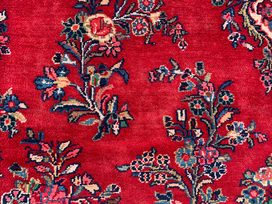 12'2" x 8'10" handgeknoopt Perzisch wollen tapijt – Rood, ivoor & marineblauw bloemrijk medaillonontwerp – KBHM-758
