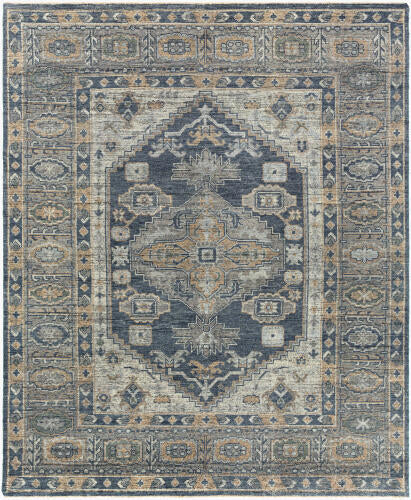 Reign handgemaakt wollen vloerkleed — Marineblauw / Taupe | REG-2309 - performance