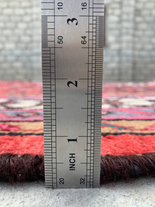 10'1" x 7'2" Handgeknoopt Perzisch wollen tapijt – Rood, ivoor & marineblauw geometrisch medaillonontwerp – KBHM-760