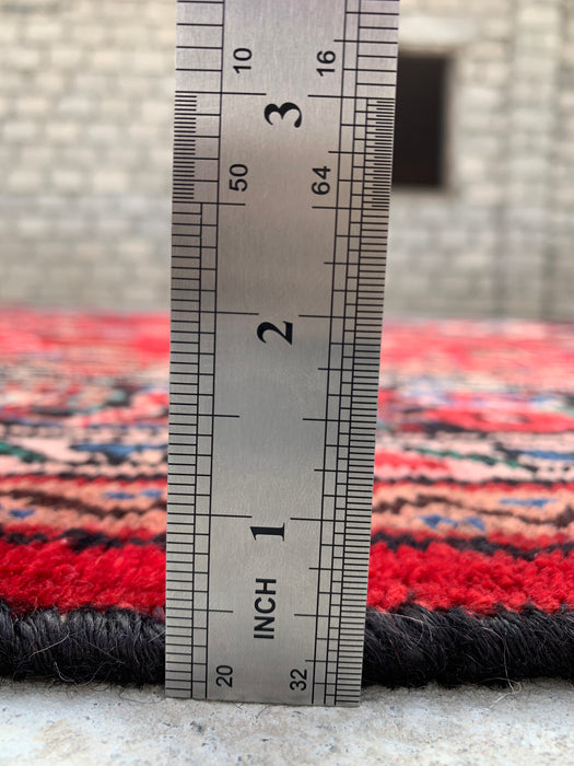 Handmade Persian Wool Area Rug 7x10 - Red, Navy & Ivory Floral Medallion Persian Style Rug - Exact Size 9'9" x 7'0" - KBHM-763