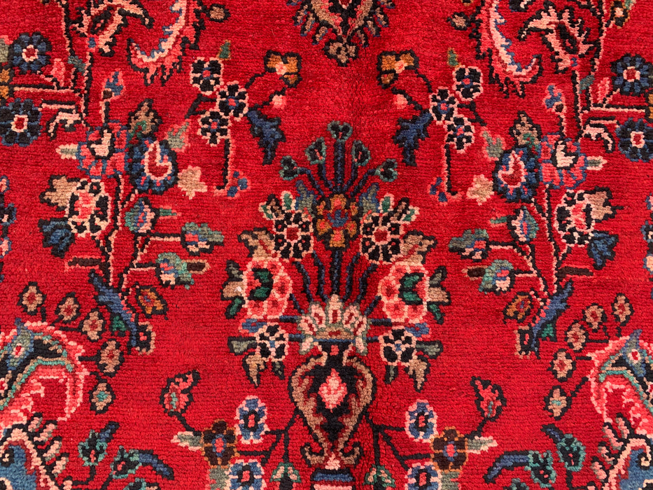 Handmade Persian Wool Area Rug 7x10 - Red, Navy & Ivory Floral Medallion Persian Style Rug - Exact Size 9'9" x 7'0" - KBHM-763