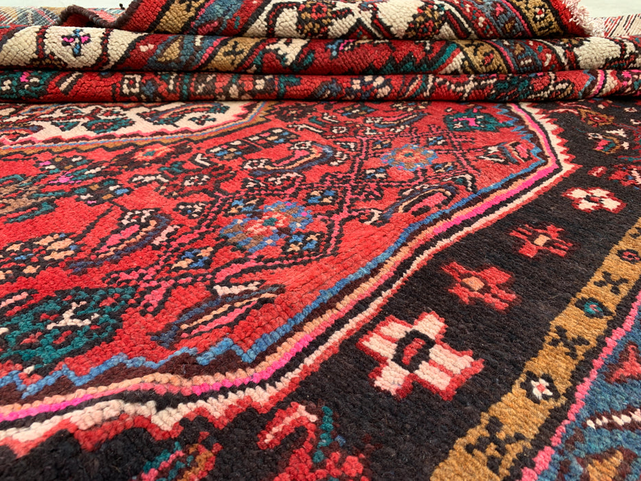 299 cm x 244 cm handgeknoopt Perzisch wollen tapijt – Rood, ivoor & marineblauw tribaal medaillonontwerp – KBHM-764