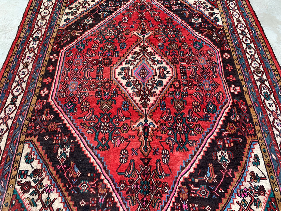 299 cm x 244 cm handgeknoopt Perzisch wollen tapijt – Rood, ivoor & marineblauw tribaal medaillonontwerp – KBHM-764