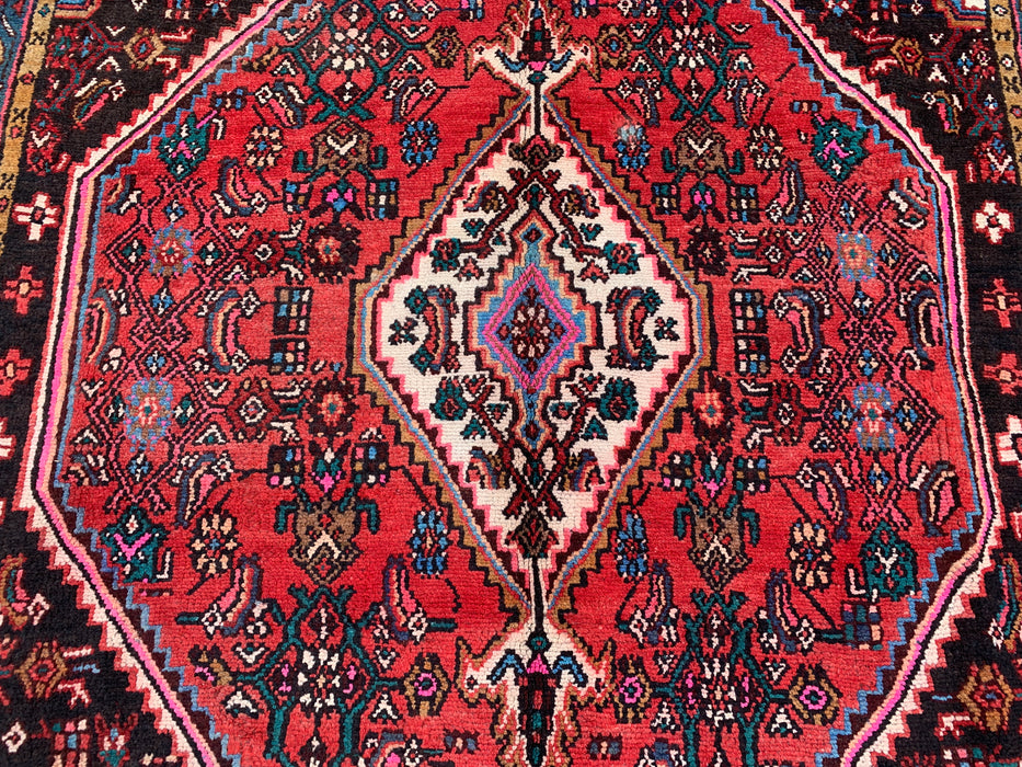 299 cm x 244 cm handgeknoopt Perzisch wollen tapijt – Rood, ivoor & marineblauw tribaal medaillonontwerp – KBHM-764