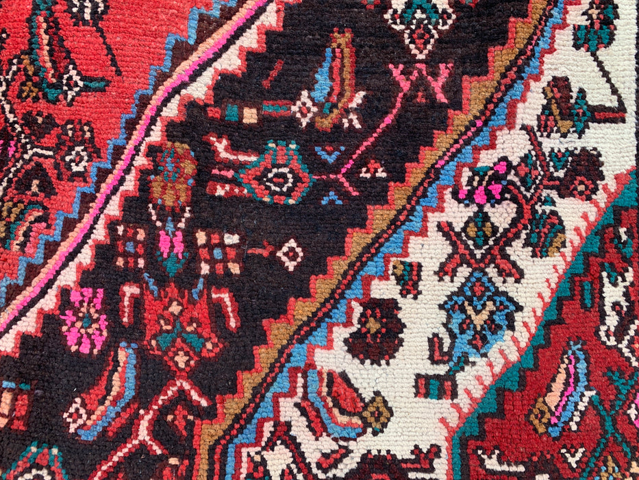 299 cm x 244 cm handgeknoopt Perzisch wollen tapijt – Rood, ivoor & marineblauw tribaal medaillonontwerp – KBHM-764