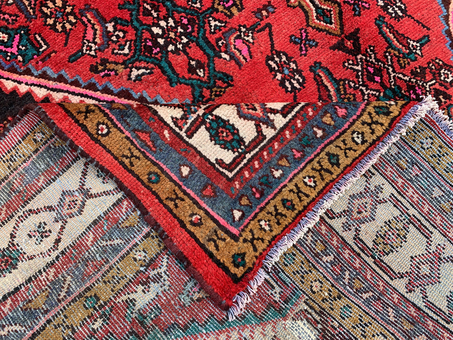 299 cm x 244 cm handgeknoopt Perzisch wollen tapijt – Rood, ivoor & marineblauw tribaal medaillonontwerp – KBHM-764