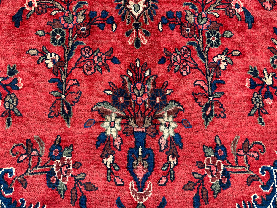 11'6" x 8'6" Handgeknoopt Perzisch wollen tapijt – Rood, ivoor & blauw bloemig medaillonontwerp – KBHM-765