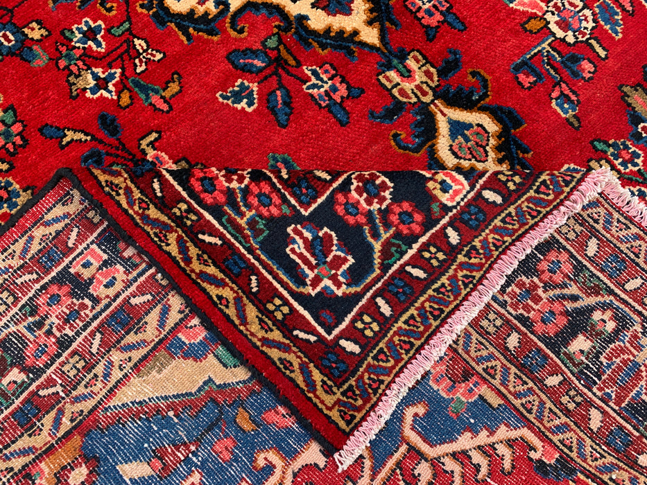 292 x 221 cm handgeknoopt Perzisch wollen tapijt – Rood, blauw & ivoorkleurig bloemenmedaillonontwerp – KBHM-770