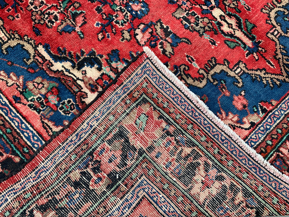 Handgemaakt Perzisch wollen vloerkleed 213x305 cm - Rood, blauw & ivoorkleurig bloemenmedaillon Perzisch stijl kleed - Exacte afmeting 297 cm x 211 cm - KBHM-771