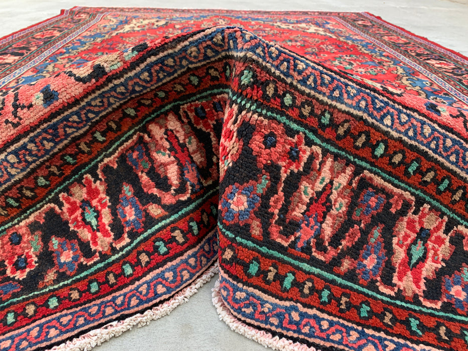 Handgemaakt Perzisch wollen vloerkleed 213x305 cm - Rood, blauw & ivoorkleurig bloemenmedaillon Perzisch stijl kleed - Exacte afmeting 297 cm x 211 cm - KBHM-771