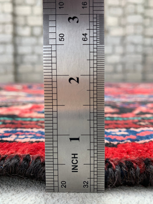 Handgemaakt Perzisch wollen vloerkleed 213x305 cm - Rood, blauw & ivoorkleurig bloemenmedaillon Perzisch stijl kleed - Exacte afmeting 297 cm x 211 cm - KBHM-771