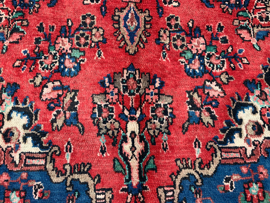 Handgemaakt Perzisch wollen vloerkleed 213x305 cm - Rood, blauw & ivoorkleurig bloemenmedaillon Perzisch stijl kleed - Exacte afmeting 297 cm x 211 cm - KBHM-771