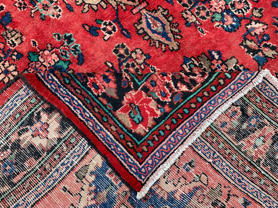 Handgemaakt Perzisch wollen vloerkleed 213x305 cm - Rood, blauw & ivoorkleurig bloemenmedaillon Perzisch stijl kleed - Exacte afmeting 297 cm x 211 cm - KBHM-771