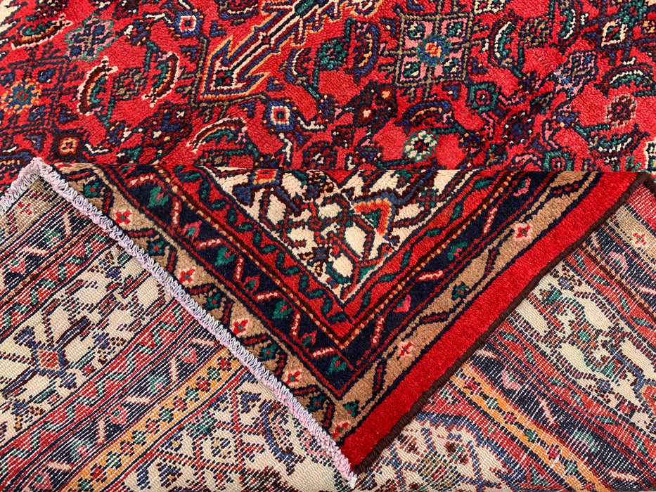 Handgemaakt Perzisch wollen vloerkleed 215x305 cm - Rood, ivoor & marineblauw tribaal medaillon Perzische stijl kleed - Exacte afmeting 302 cm x 213 cm - KBHM-773