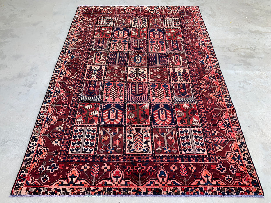 289,5 x 200,6 cm handgeknoopt Perzisch wollen tapijt - Rood, marineblauw & ivoorkleurig geometrisch Perzisch stijl tapijt - KBHM-775