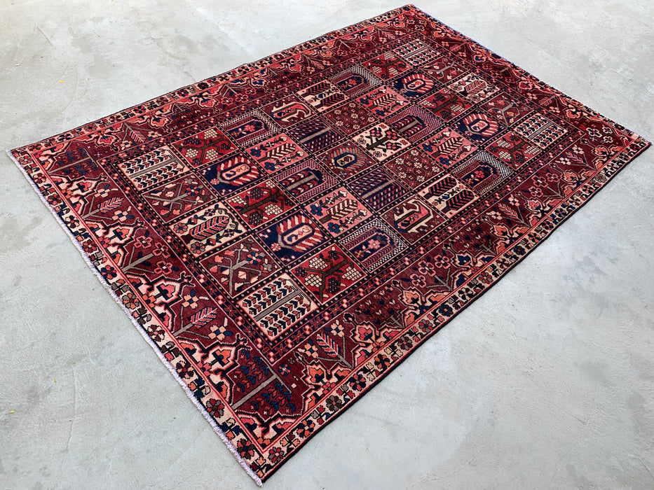289,5 x 200,6 cm handgeknoopt Perzisch wollen tapijt - Rood, marineblauw & ivoorkleurig geometrisch Perzisch stijl tapijt - KBHM-775