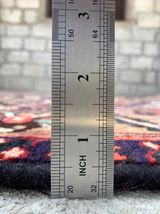 180 cm x 147 cm handgeknoopt Perzisch wollen tapijt – Ivoor, taupe en pruimkleurig tribaal medaillonmotief – KBHM-779