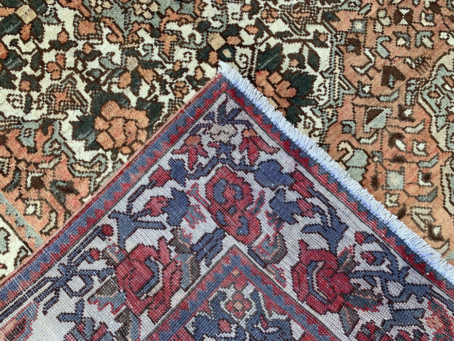 206 x 137 cm handgeknoopt Perzisch wollen tapijt – Vintage bloemendesign in roze, ivoor & saliegroen – KBHM-788