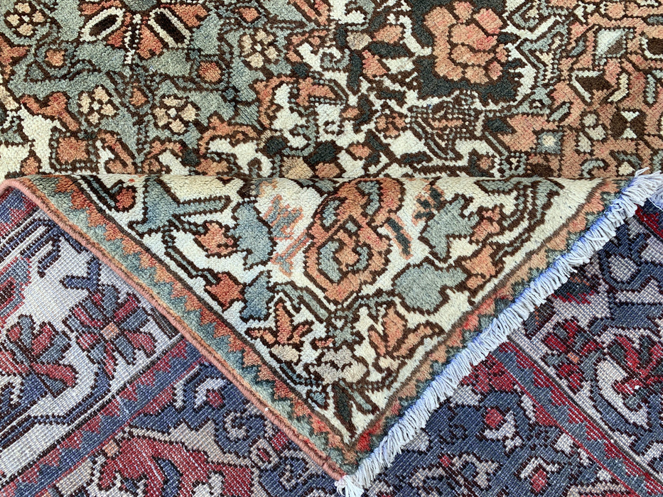 206 x 137 cm handgeknoopt Perzisch wollen tapijt – Vintage bloemendesign in roze, ivoor & saliegroen – KBHM-788