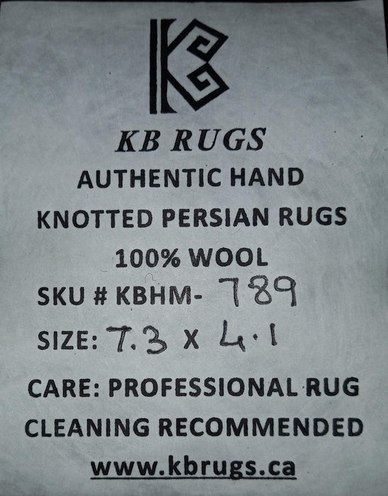 221 cm x 124 cm handgeknoopt Perzisch wollen tapijt – Ivoor, taupe & bruin tribaal geometrisch ontwerp – KBHM-789