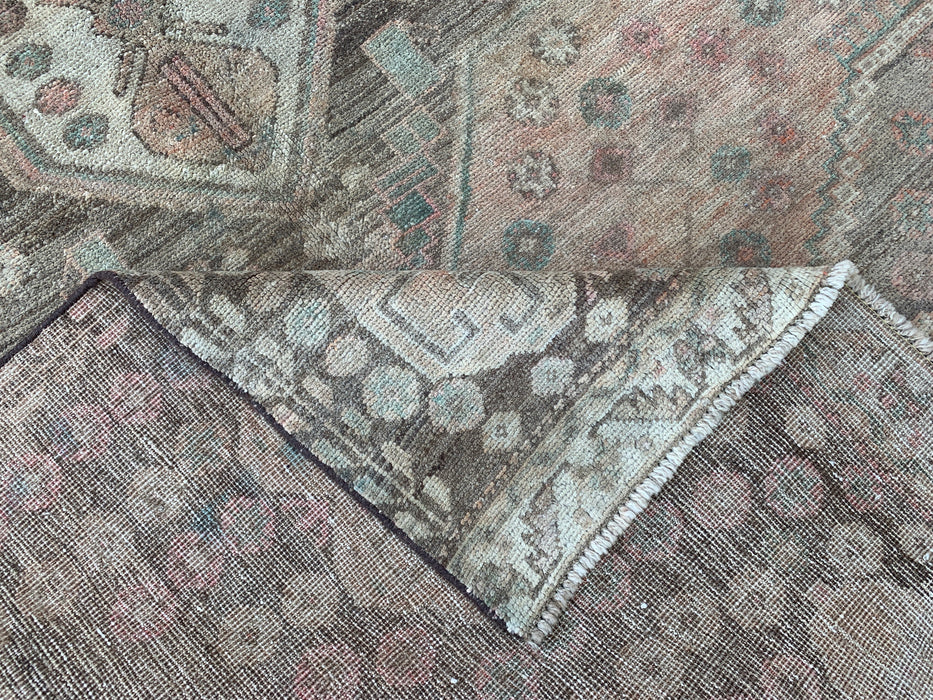 231 cm x 124 cm Handgeknoopt Perzisch wollen tapijt – Beige, taupe & zachtblauw vintage tribaal medaillonontwerp – KBHM-790