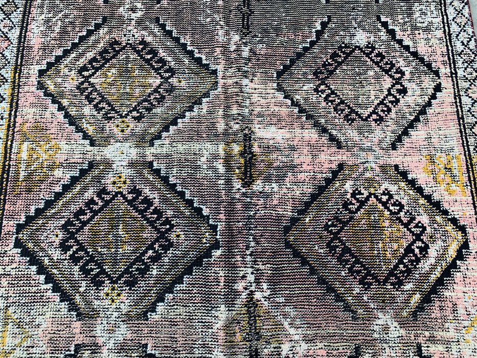 218 x 137 cm handgeknoopt Perzisch wollen tapijt – Vintage tribaal ruitpatroon in blush, taupe & antraciet – KBHM-793