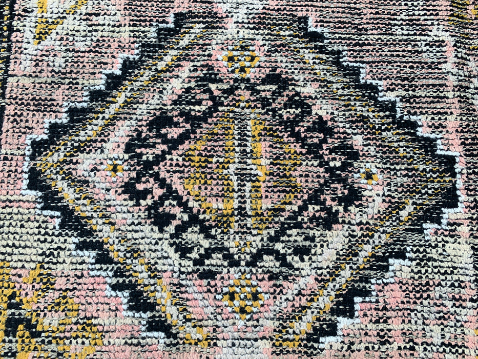 218 x 137 cm handgeknoopt Perzisch wollen tapijt – Vintage tribaal ruitpatroon in blush, taupe & antraciet – KBHM-793