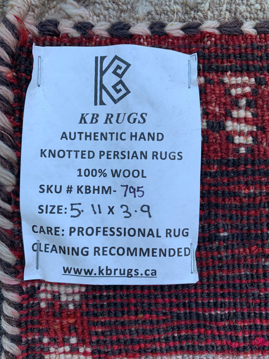 Handgeknoopt Perzisch wollen tapijt van 180 x 114 cm – Veelkleurig geometrisch dambordpatroon – KBHM-795