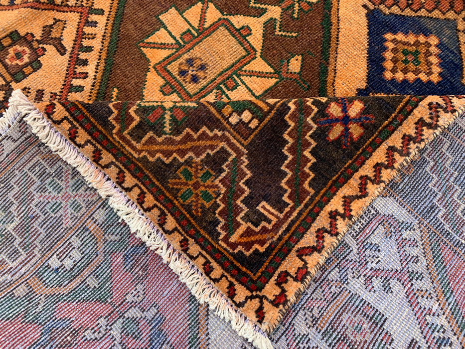 10'3" x 5'2" handgeknoopt Perzisch wollen tapijt – veelkleurig tribaal geometrisch paneelontwerp – KBHM-798