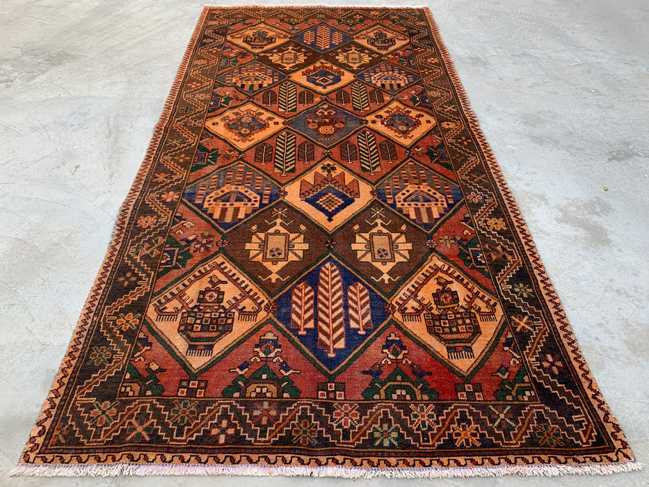 10'3" x 5'2" handgeknoopt Perzisch wollen tapijt – veelkleurig tribaal geometrisch paneelontwerp – KBHM-798