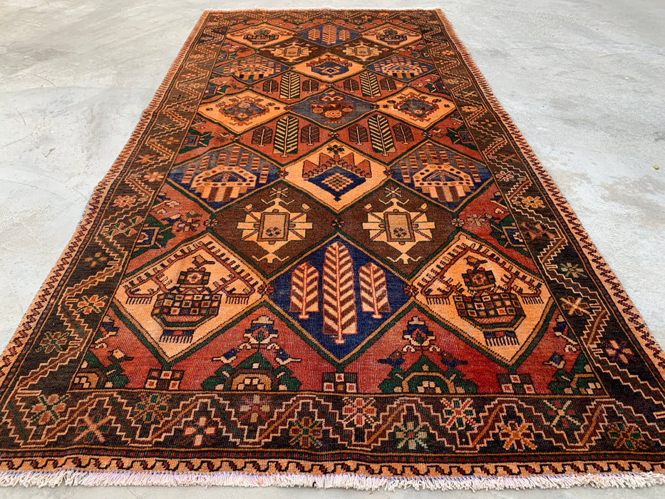 10'3" x 5'2" handgeknoopt Perzisch wollen tapijt – veelkleurig tribaal geometrisch paneelontwerp – KBHM-798