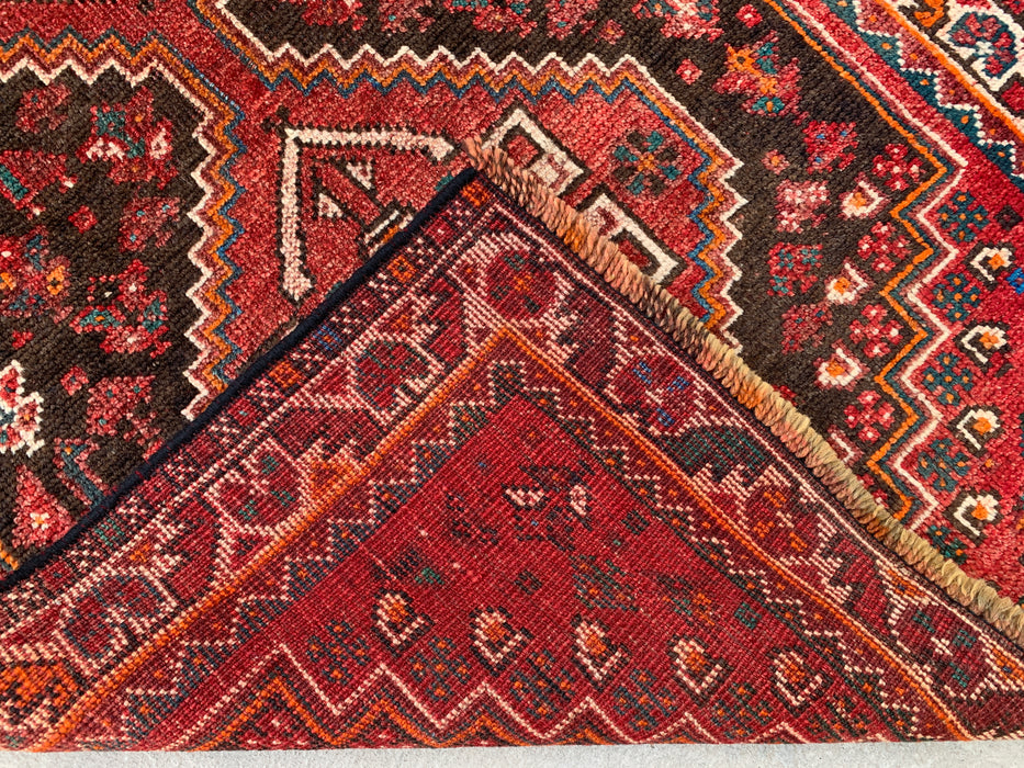 330 cm x 89 cm handgeknoopt Perzisch wollen loper - Rood, bruin en ivoorkleurig tribaal medaillondesign – KBHM-799
