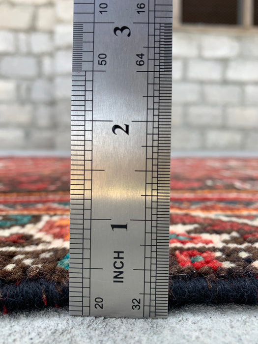 330 cm x 89 cm handgeknoopt Perzisch wollen loper - Rood, bruin en ivoorkleurig tribaal medaillondesign – KBHM-799