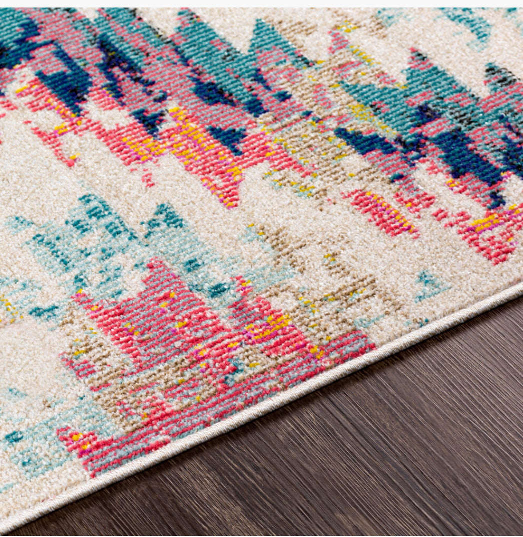 Anika Machine Woven Rug — Pink / Navy | ANI-1037 - construction