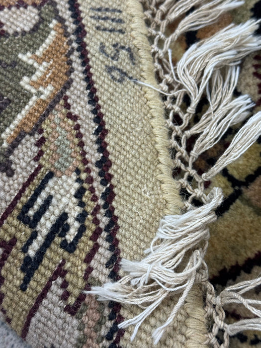 8' x 8' rond, met de hand geknoopt wollen vloerkleed - Ivoor/Beige/Multi