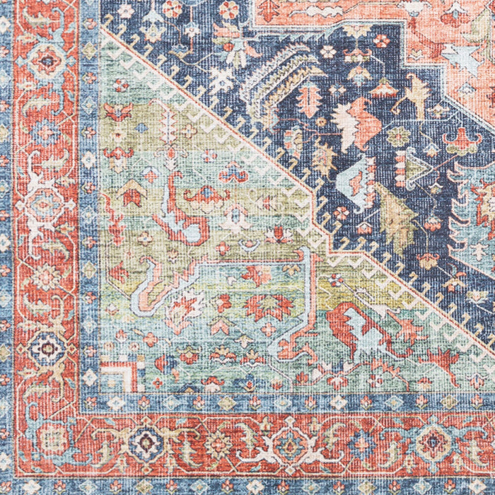 Amelie Wasbaar Vloerkleed — Marineblauw / Perzik | AML-2310