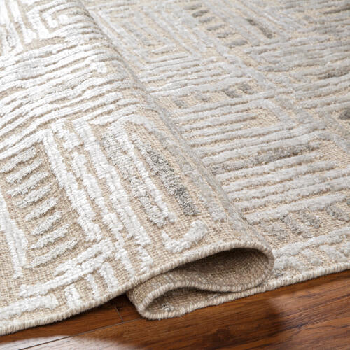 Amina Handgeknoopt Vloerkleed — Beige / Lichtsalie | AMA-2303