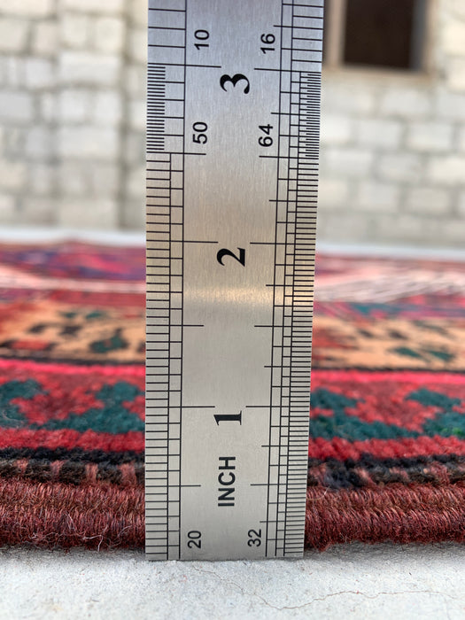 297 cm x 71 cm handgeknoopt Perzisch wollen loper – kameel, rood & ivoorkleurig tribaal medaillonmotief – KBHM-800