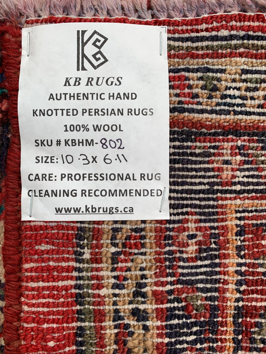 Handgemaakt Perzisch wollen vloerkleed 213x305 cm - Rood, ivoor & houtskool tribaal medaillon Perzisch stijl kleed - Exacte afmeting 312 cm x 211 cm - KBHM-802