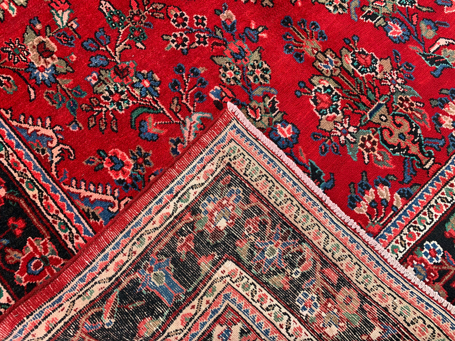 10'2" x 7'1" Handgeknoopt Perzisch wollen tapijt – Rood, marineblauw & ivoorkleurig bloemenmedaillonontwerp – KBHM-803