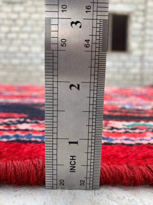 10'2" x 7'1" Handgeknoopt Perzisch wollen tapijt – Rood, marineblauw & ivoorkleurig bloemenmedaillonontwerp – KBHM-803