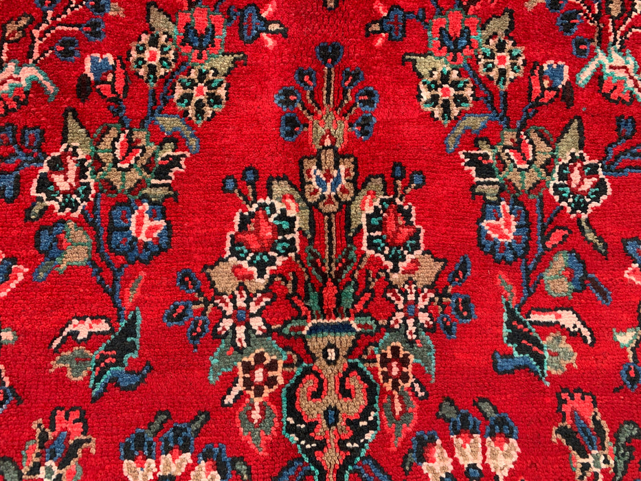 10'2" x 7'1" Handgeknoopt Perzisch wollen tapijt – Rood, marineblauw & ivoorkleurig bloemenmedaillonontwerp – KBHM-803