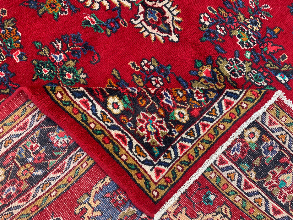 10'5" x 7'5" Hand-Knotted Persian Wool Rug – Red, Blue & Ivory Floral Medallion Design – KBHM-804