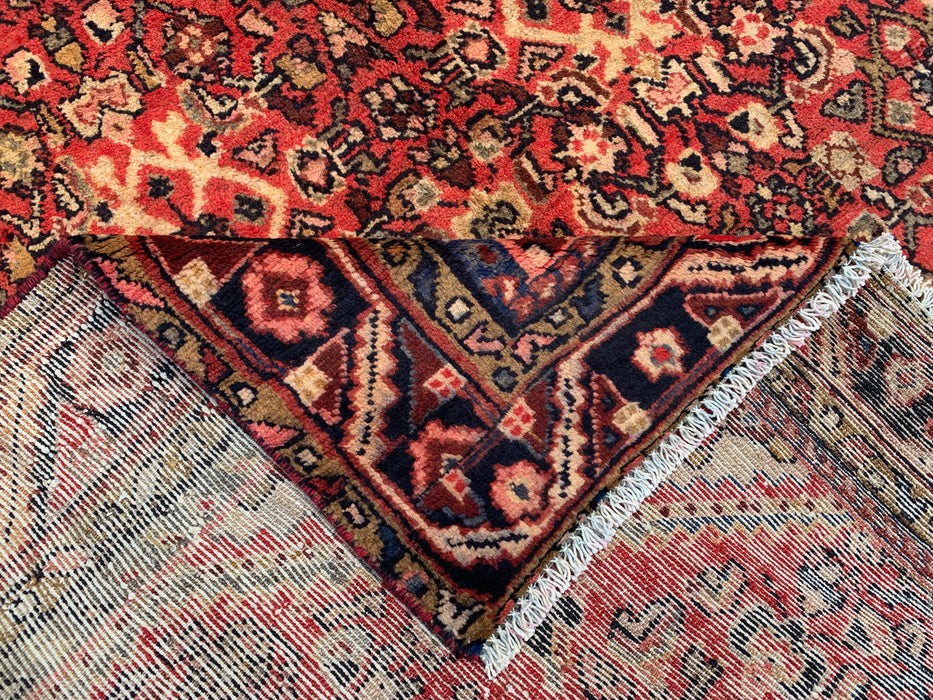 267 cm x 155 cm handgeknoopt Perzisch wollen tapijt – Rood, ivoor & marineblauw geometrisch medaillonontwerp – KBHM-807