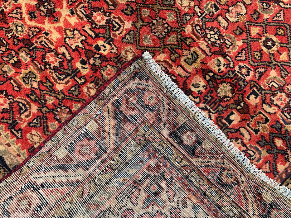 267 cm x 155 cm handgeknoopt Perzisch wollen tapijt – Rood, ivoor & marineblauw geometrisch medaillonontwerp – KBHM-807