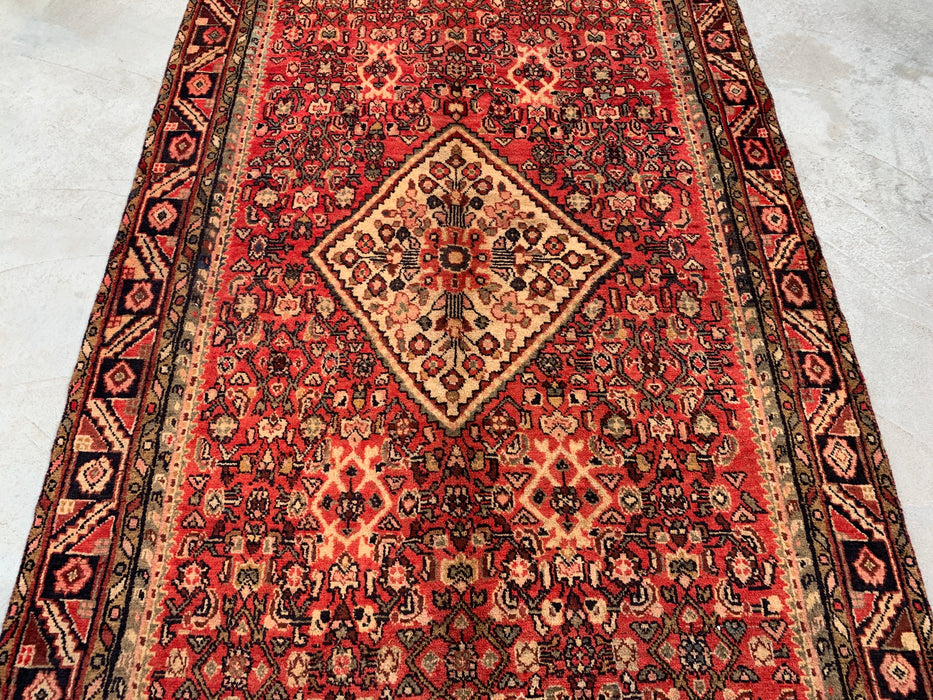 267 cm x 155 cm handgeknoopt Perzisch wollen tapijt – Rood, ivoor & marineblauw geometrisch medaillonontwerp – KBHM-807