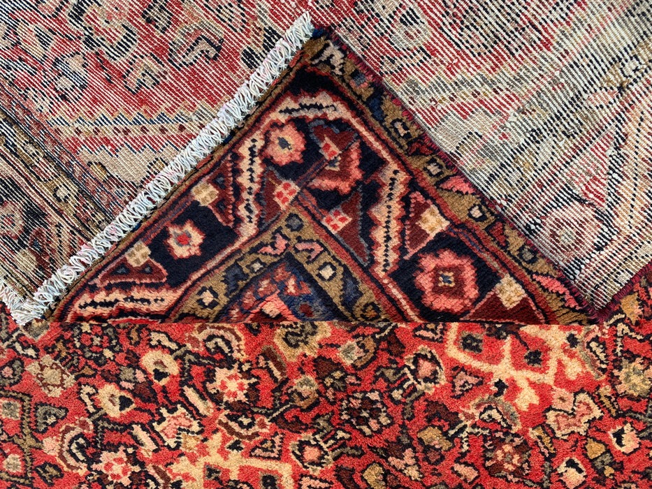 267 cm x 155 cm handgeknoopt Perzisch wollen tapijt – Rood, ivoor & marineblauw geometrisch medaillonontwerp – KBHM-807