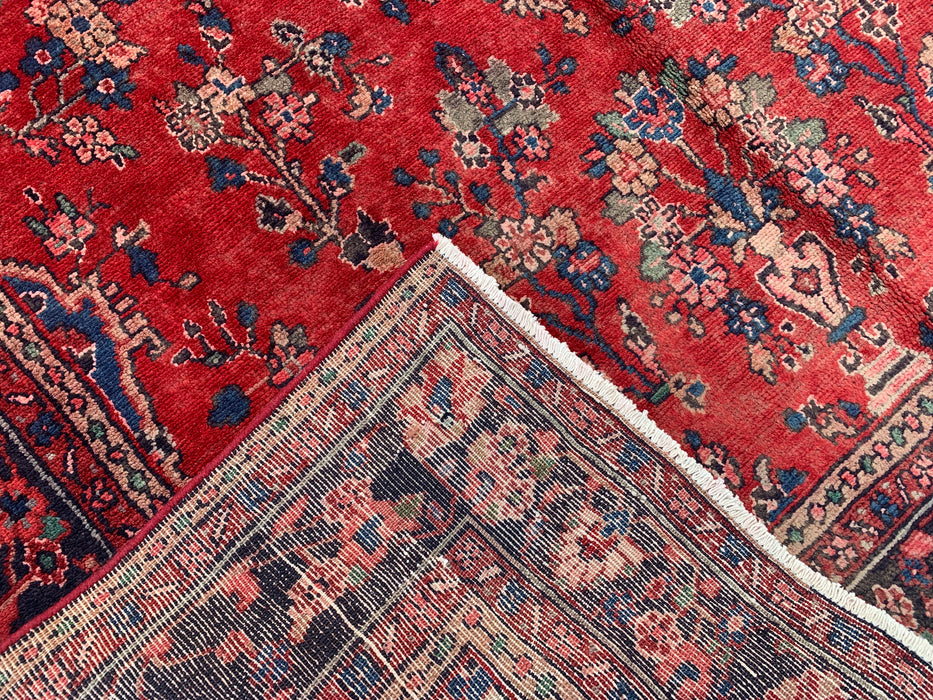 289,5 x 218,5 cm handgeknoopt Perzisch wollen tapijt – Rood, marineblauw & ivoorkleurig bloemenmedaillonontwerp – KBHM-808