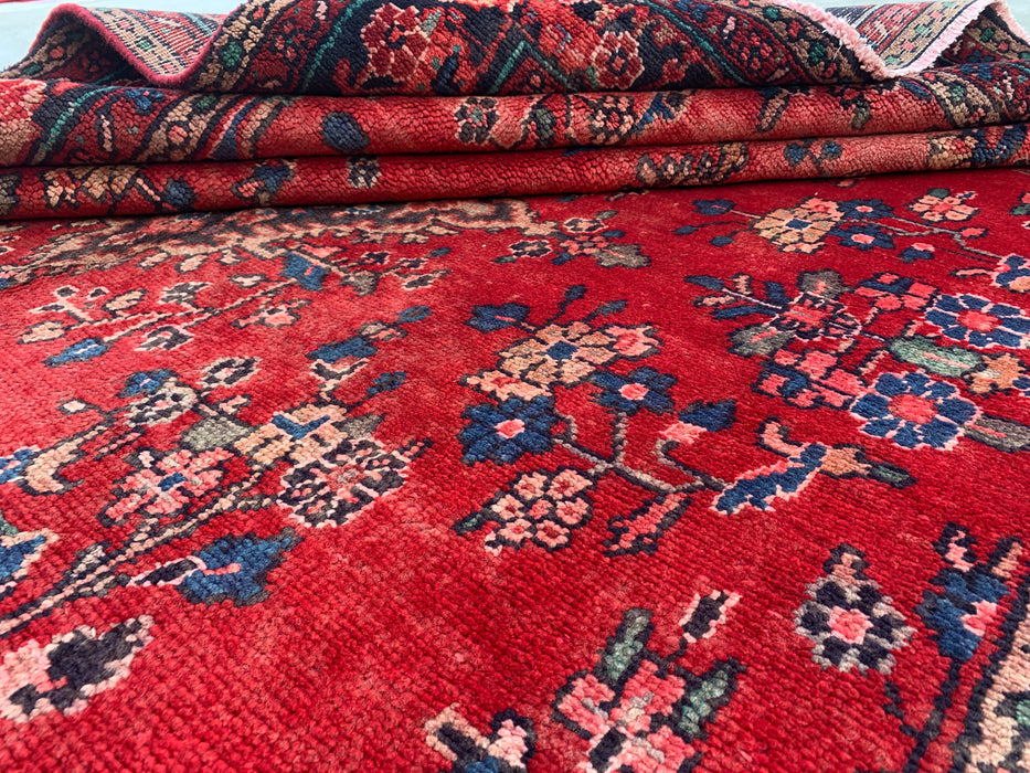 289,5 x 218,5 cm handgeknoopt Perzisch wollen tapijt – Rood, marineblauw & ivoorkleurig bloemenmedaillonontwerp – KBHM-808