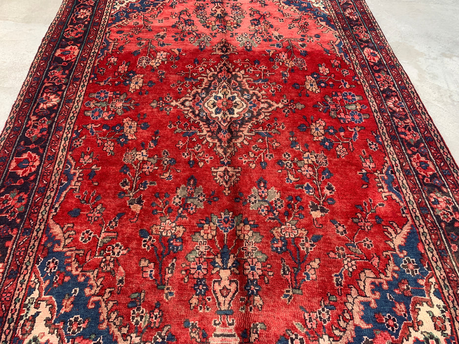 289,5 x 218,5 cm handgeknoopt Perzisch wollen tapijt – Rood, marineblauw & ivoorkleurig bloemenmedaillonontwerp – KBHM-808